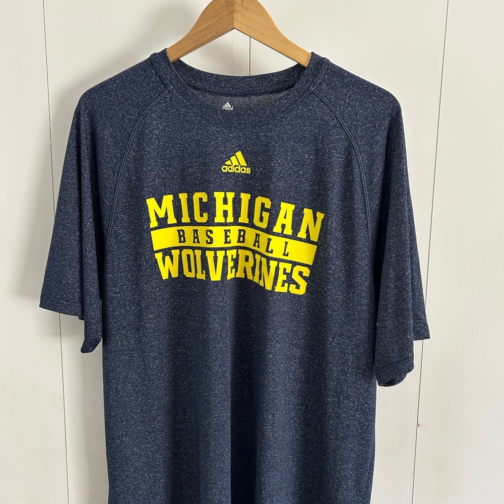 Michigan Baseball Adidas Blue and Yellow Short Sleeve Tee